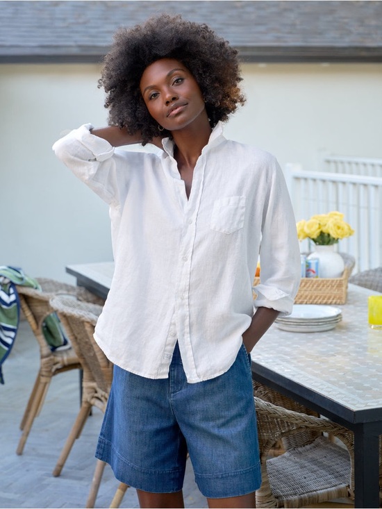 Frank & Eileen Tops - Frank & Eileen “Eileen” White Relaxed Linen Button-Down Shirt